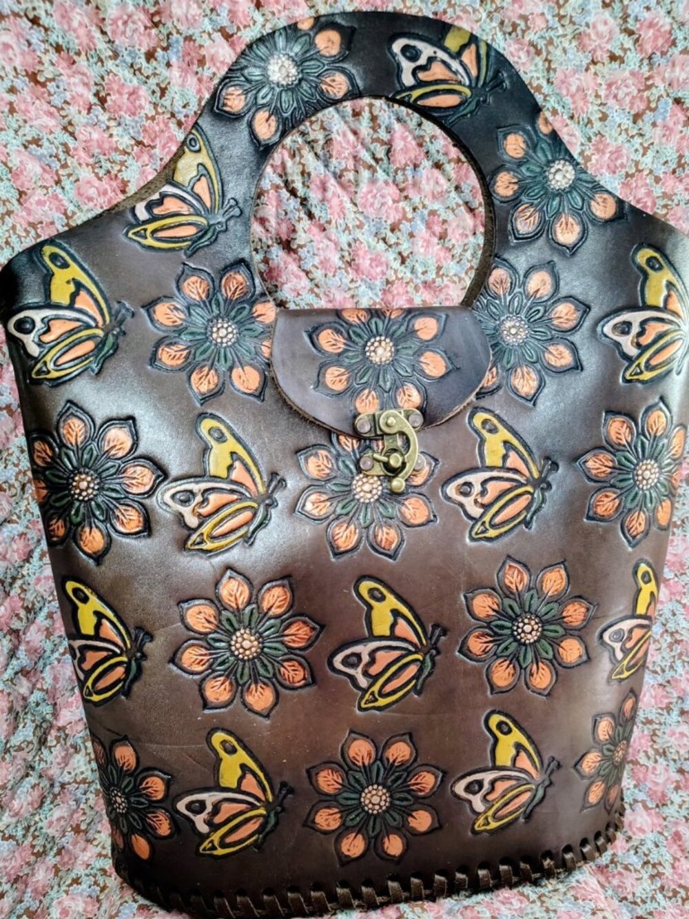 Mexican Hand Tooled Leather Handbag NWOT